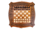 Carved Ornamental chess and backgammon set - close-up of the playing squares