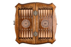 Carved Ornamental chess and backgammon set - corner detail of the board