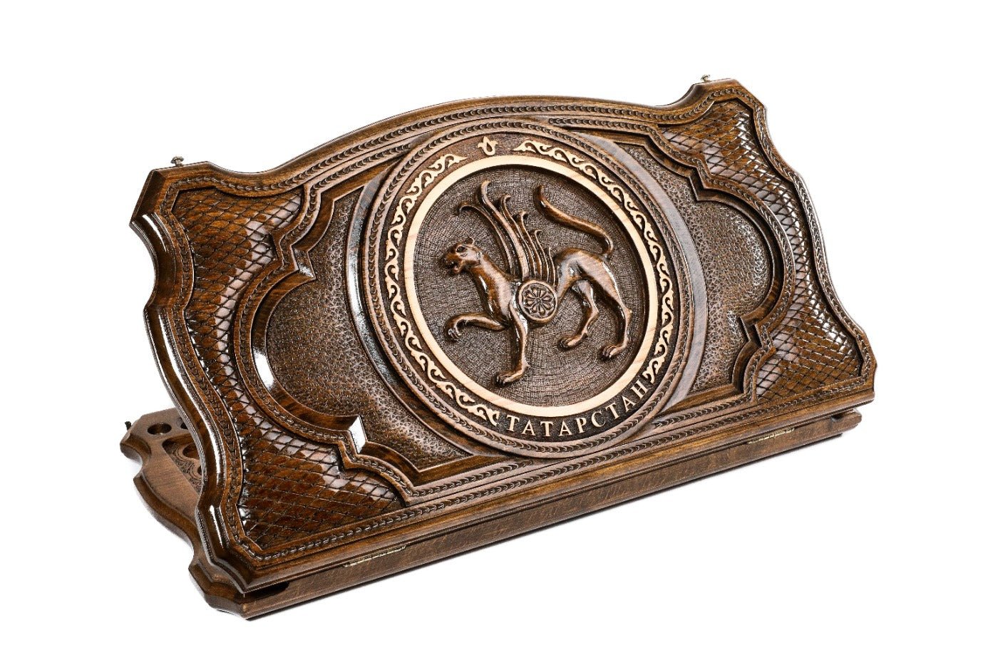 Tatarstan coat of arms wooden backgammon board handcrafted design