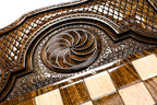 Coat of Arms of Tatarstan backgammon board - detail of the wood grain and finish