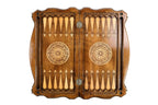 Coat of Arms of Ossetia backgammon board - angled view