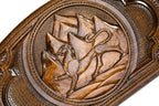 Luxury wooden backgammon board with Ossetia heraldic engraving detail