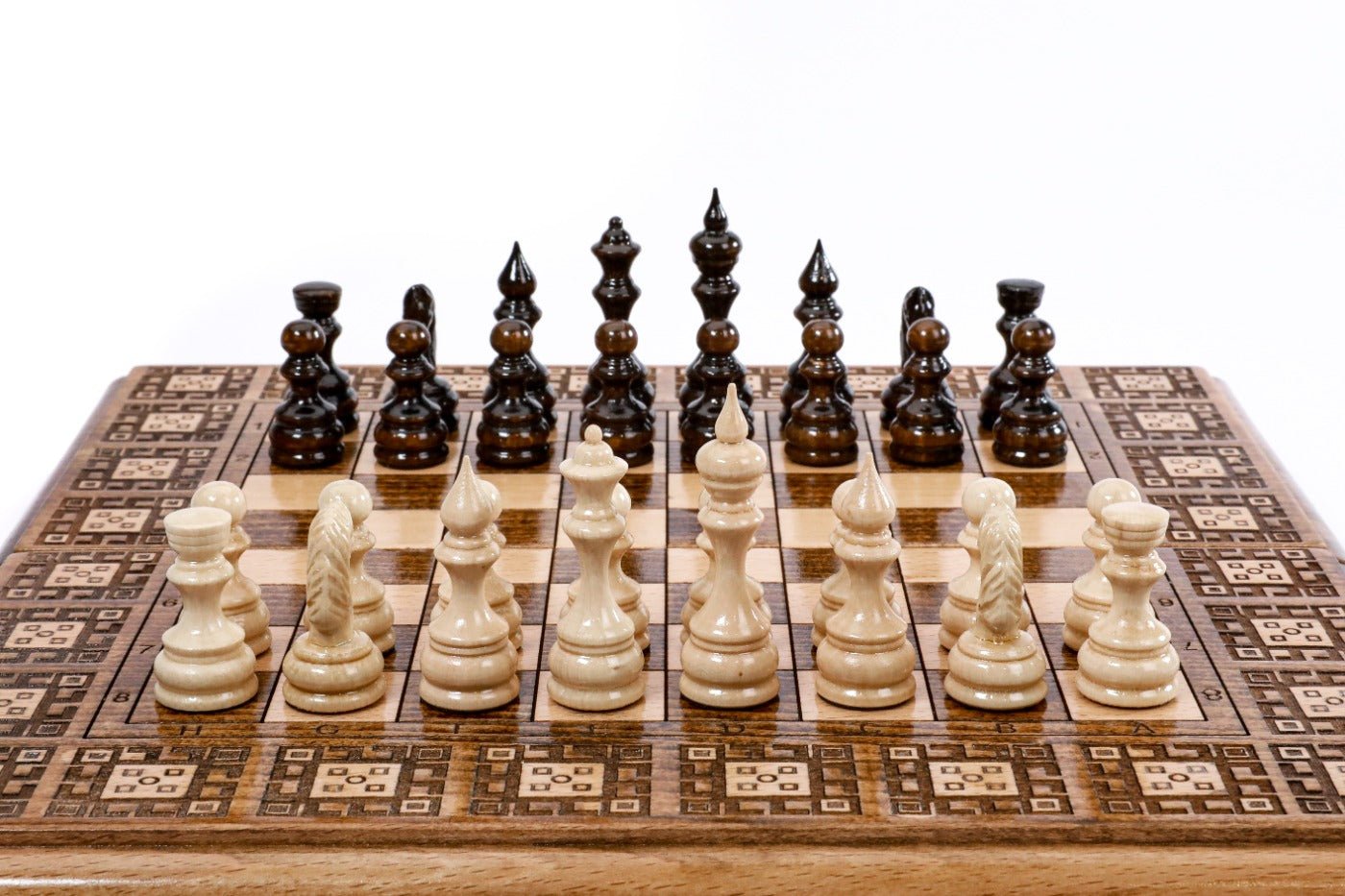 Wooden Chess Set & Backgammon Carpet Design 30 cm | 11.8" - Unumperfectus