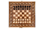 Carpet Design chess and backgammon set - angled view showing the craftsmanship