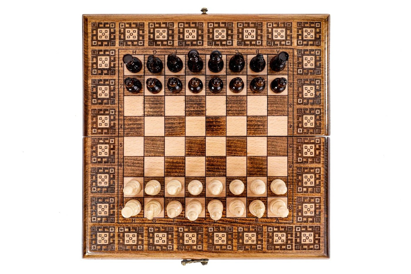 Wooden Chess Set & Backgammon Carpet Design 30 cm | 11.8" - Unumperfectus