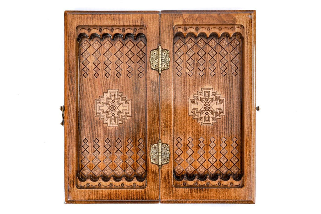 Wooden Chess Set & Backgammon Carpet Design 30 cm | 11.8" - Unumperfectus