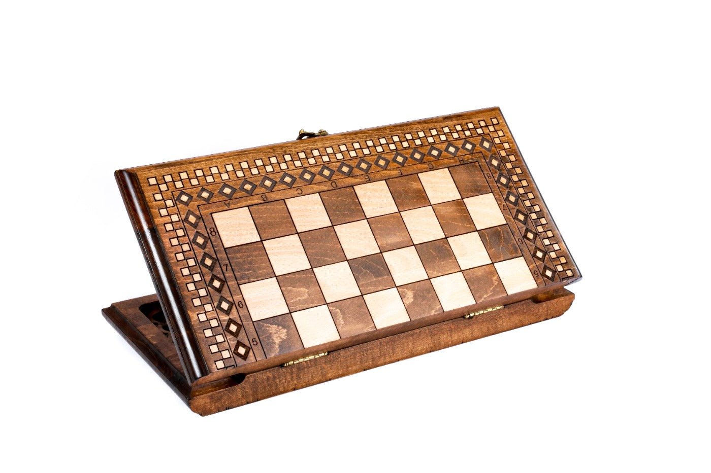 Wooden Chess Set & Backgammon With Classic Carpet Design 40 cm / 15.7" - Unumperfectus