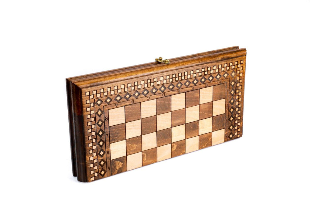 Wooden Chess Set & Backgammon With Classic Carpet Design 40 cm / 15.7" - Unumperfectus