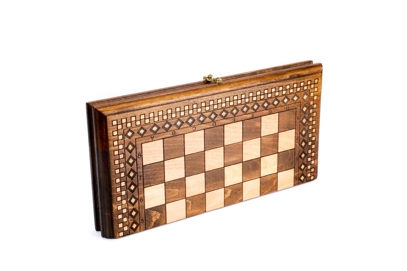 Wooden Chess Set & Backgammon With Classic Carpet Design 40 cm / 15.7" - Unumperfectus