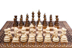 Classic Carpet Design / chess and backgammon set - chess pieces set up for play