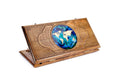 World map epoxy wooden backgammon board handcrafted luxury design