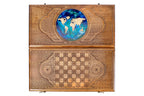 World Map Epoxy backgammon board in epoxy resin and wood by Hrachya Ohanyan