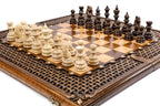 Handcrafted Armenian wooden chess board and backgammon decorative style