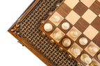 Chess Ornamental Braid Pattern backgammon set - angled view