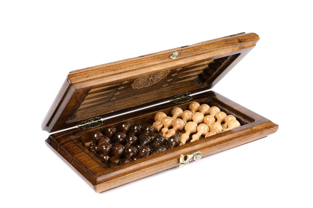 Classic Carved Chess Set & Backgammon Board With Ararat 11.8" | 30 cm - Unumperfectus