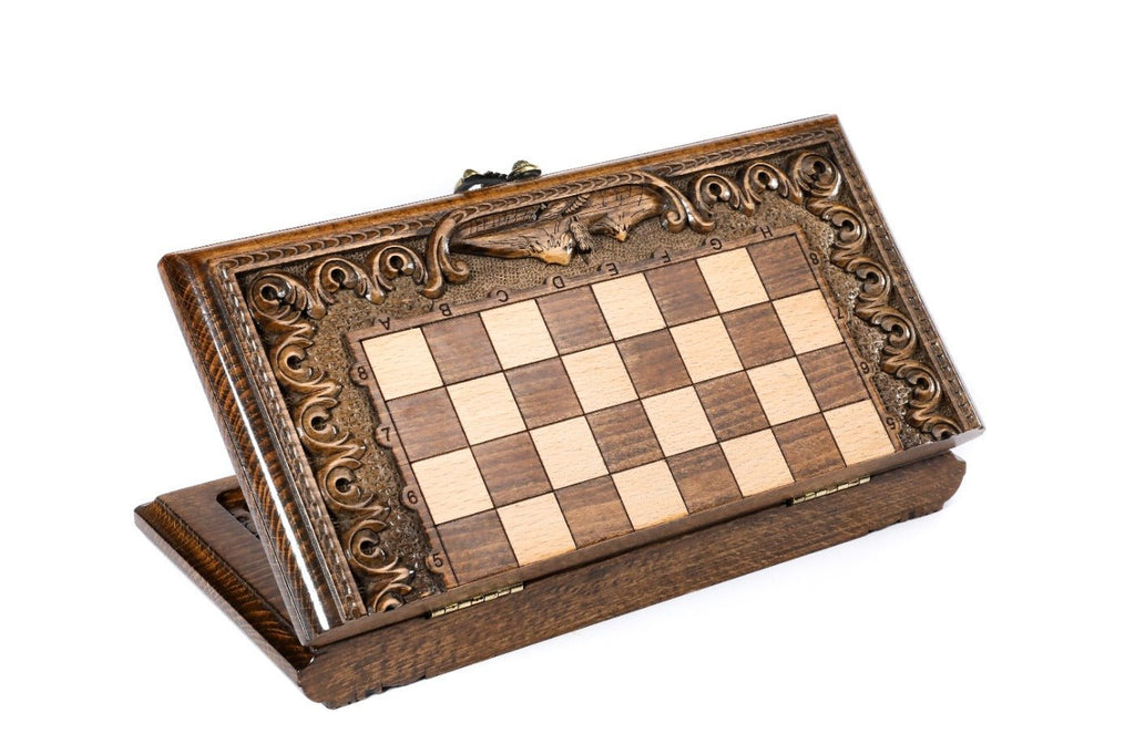 Classic Carved Chess Set & Backgammon Board With Ararat 11.8" | 30 cm - Unumperfectus