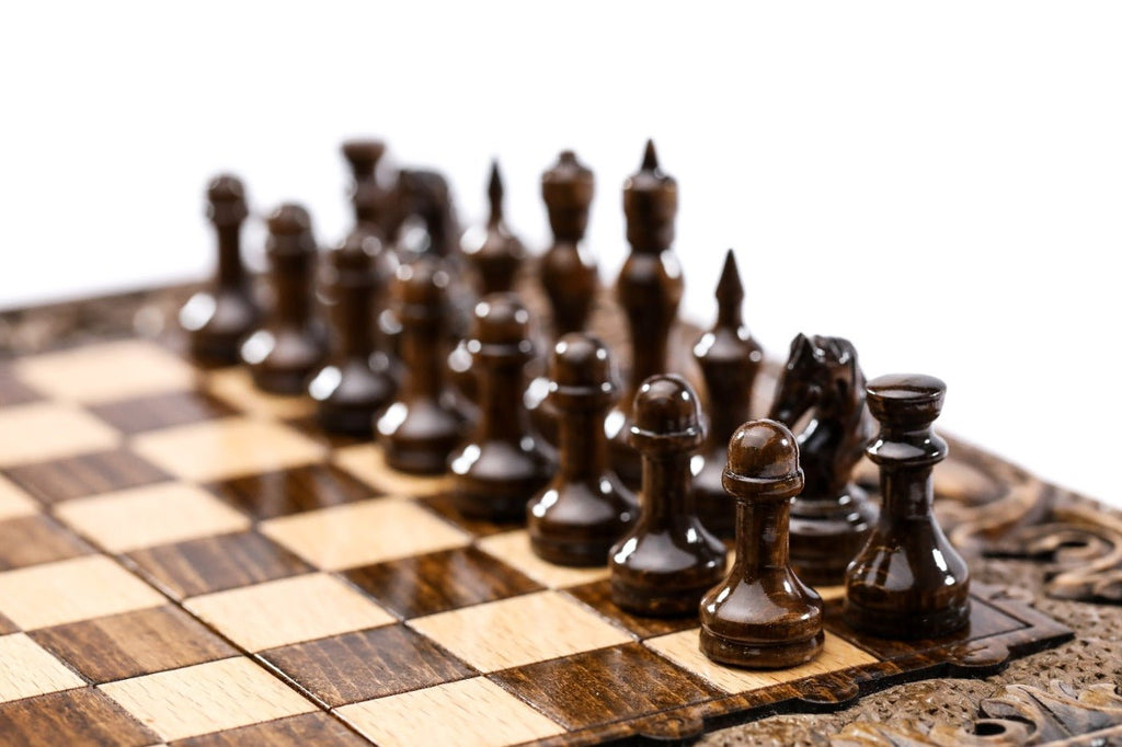 Classic Carved Chess Set & Backgammon Board With Ararat 11.8" | 30 cm - Unumperfectus
