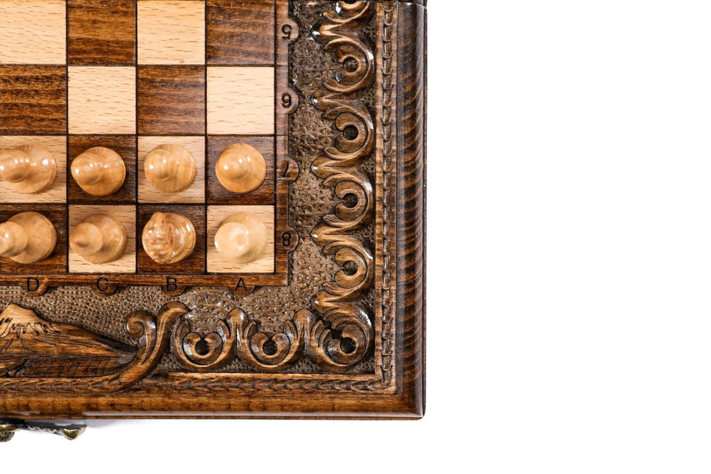 Classic Carved Chess Set & Backgammon Board With Ararat 11.8" | 30 cm - Unumperfectus