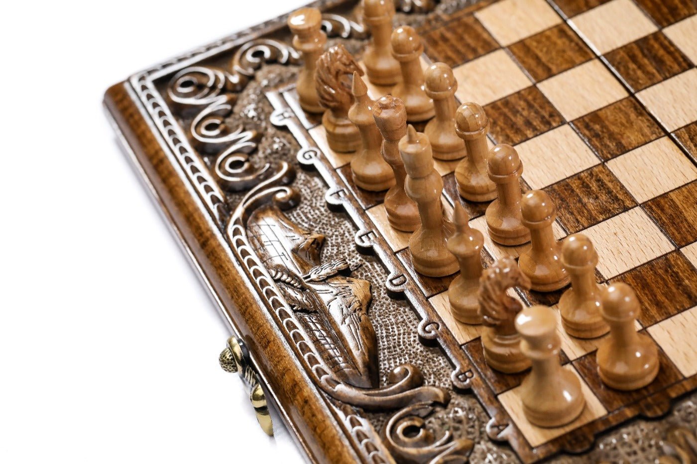 Classic Carved Chess Set & Backgammon Board With Ararat 11.8" | 30 cm - Unumperfectus