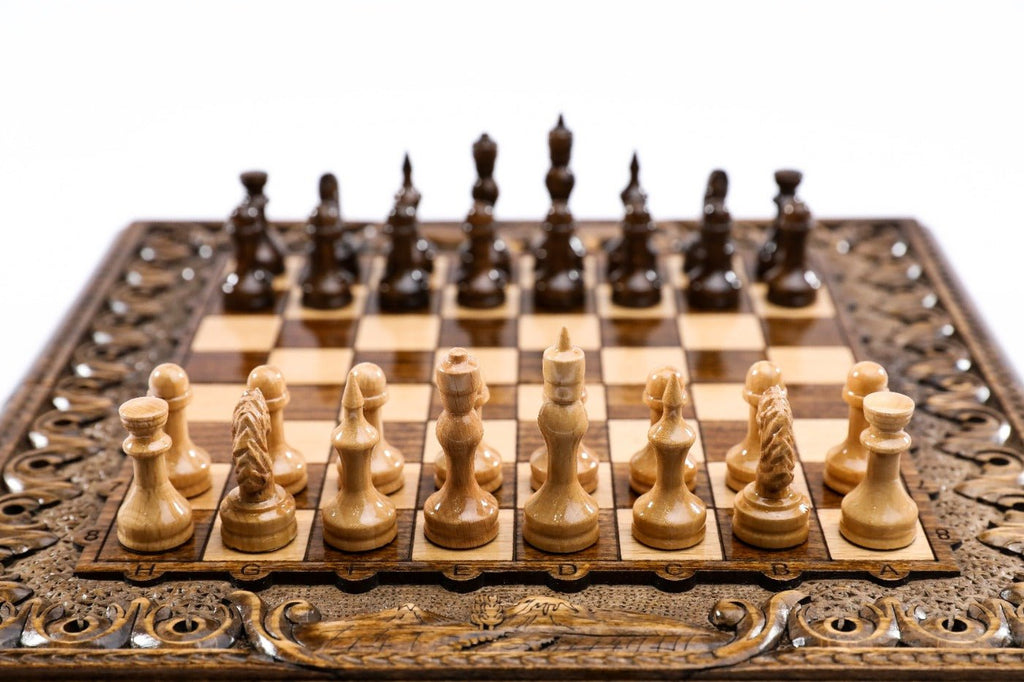Classic Carved Chess Set & Backgammon Board With Ararat 11.8" | 30 cm - Unumperfectus