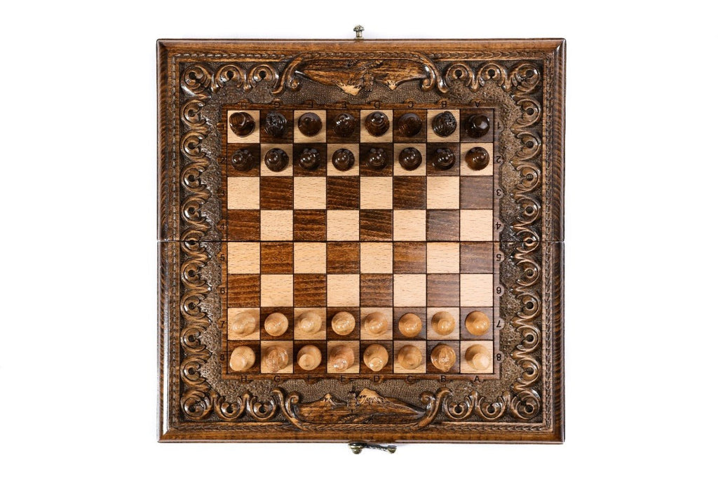 Classic Carved Chess Set & Backgammon Board With Ararat 11.8" | 30 cm - Unumperfectus