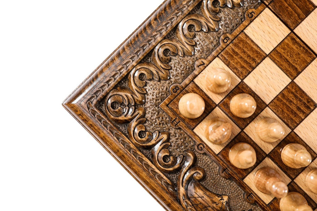 Classic Carved Chess Set & Backgammon Board With Ararat 11.8" | 30 cm - Unumperfectus