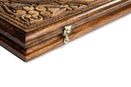 Gandzasar Cross Classic backgammon board - playing pieces and dice arranged on the board