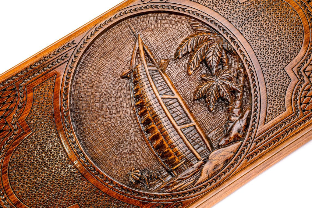 Architectural inspired backgammon board sail shape wood craftsmanship