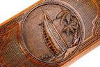 Architectural inspired backgammon board sail shape wood craftsmanship