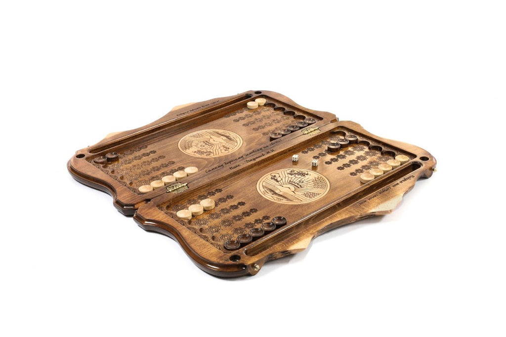 Premium handcrafted wooden backgammon board cultural two sided design
