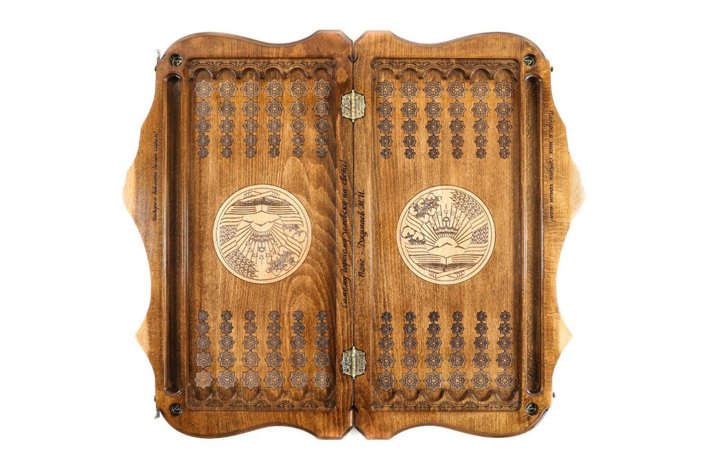 Backgammon Board - Coat of Arms of Tajikistan Two-Sided - Unumperfectus