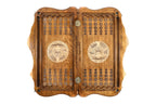 Coat of Arms of Tajikistan Two Sided backgammon board - angled view