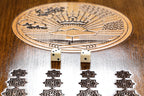 Coat of Arms of Tajikistan Two Sided backgammon board - close-up of the playing surface