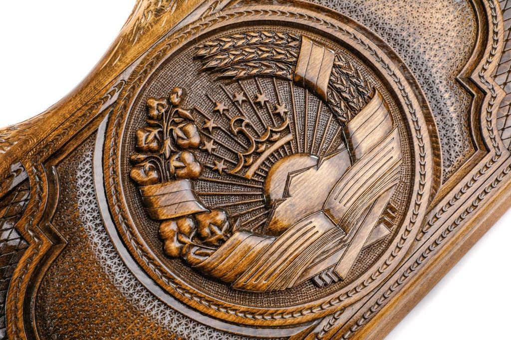 Luxury backgammon board with Mount Ararat outline and Tajikistan artwork