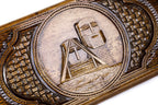 The interior view of the open Hrachya Ohanyan Artsakh set highlighting the smooth wood finish and professional pips.