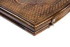 Ornamental Braid Pattern Arch Style backgammon board - close-up of the carved design