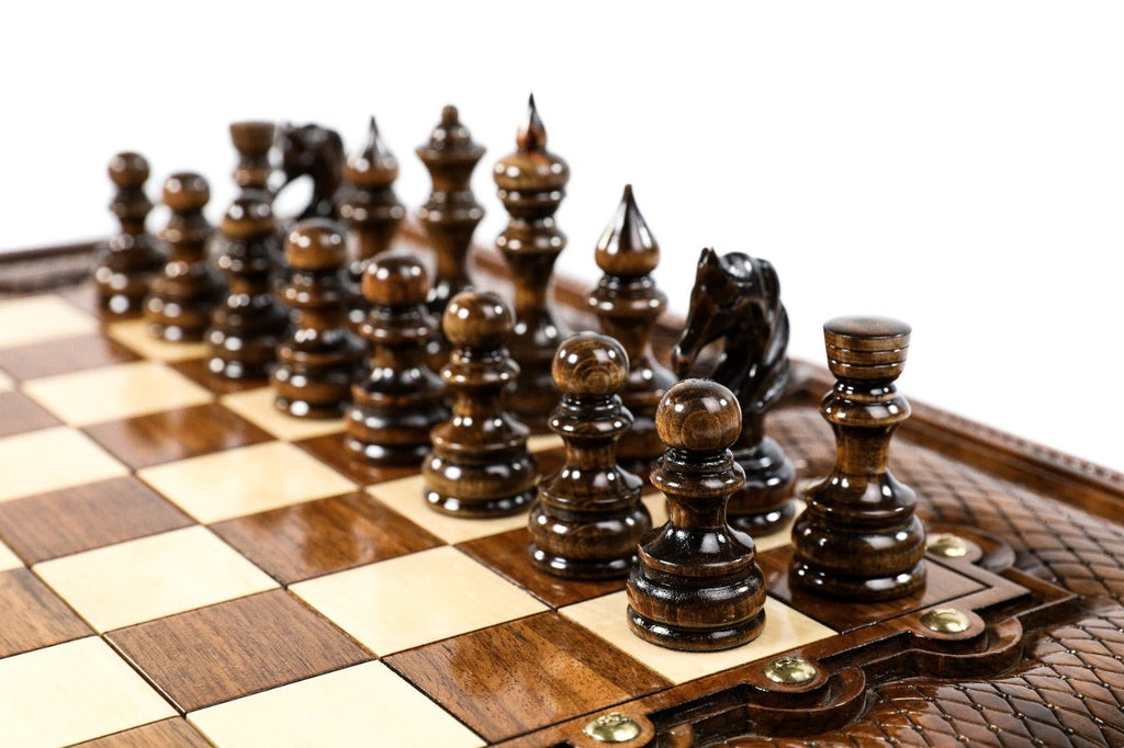Wooden Carved Chess Set & Backgammon 60 cm | 23.6" - Unumperfectus