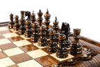 Carved chess and backgammon set - detail of the carved border