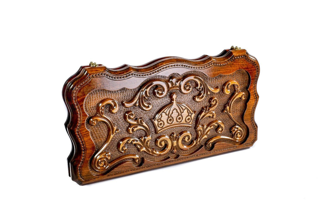 Wooden Backgammon Board Rococo Crown Classic 23.6" | 60 cm - Unumperfectus