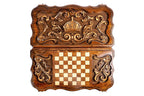 Rococo Crown Classic backgammon board - corner detail of the board