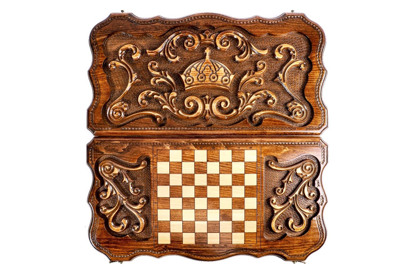 Wooden Backgammon Board Rococo Crown Classic 23.6" | 60 cm - Unumperfectus