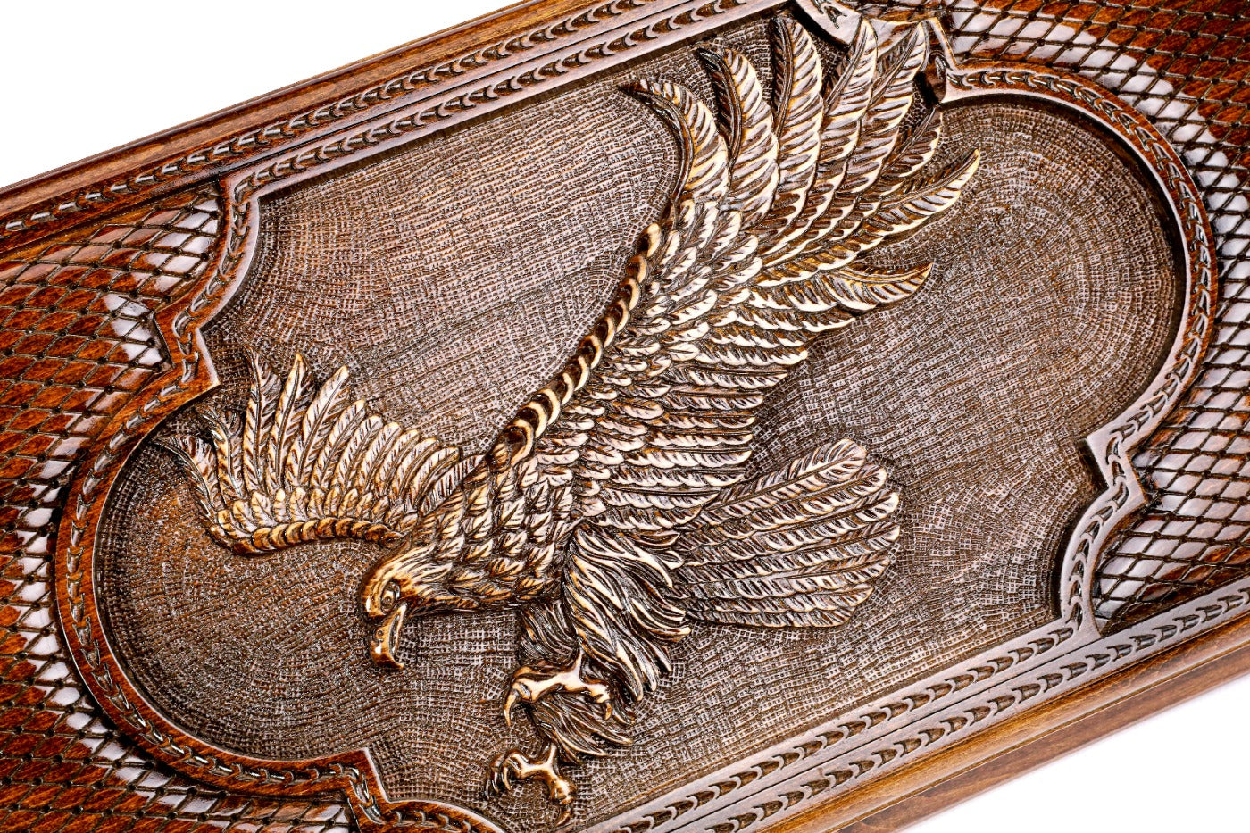 Luxury backgammon board with eagle symbolic wooden craftsmanship