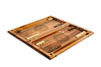 Close-up of the solid wood finish and precise traditional craftsmanship of the backgammon set.