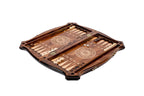 Wooden chess and backgammon set walnut finish natural grain luxury board