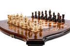 Handcrafted walnut wood chess board 2-in-1 set elegant classic design
