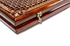 Ornamental Braid Pattern backgammon board - close-up of the carved design