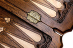 Deer backgammon board - close-up of the carved design