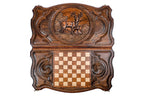 Deer backgammon board - detail of the wood grain and finish