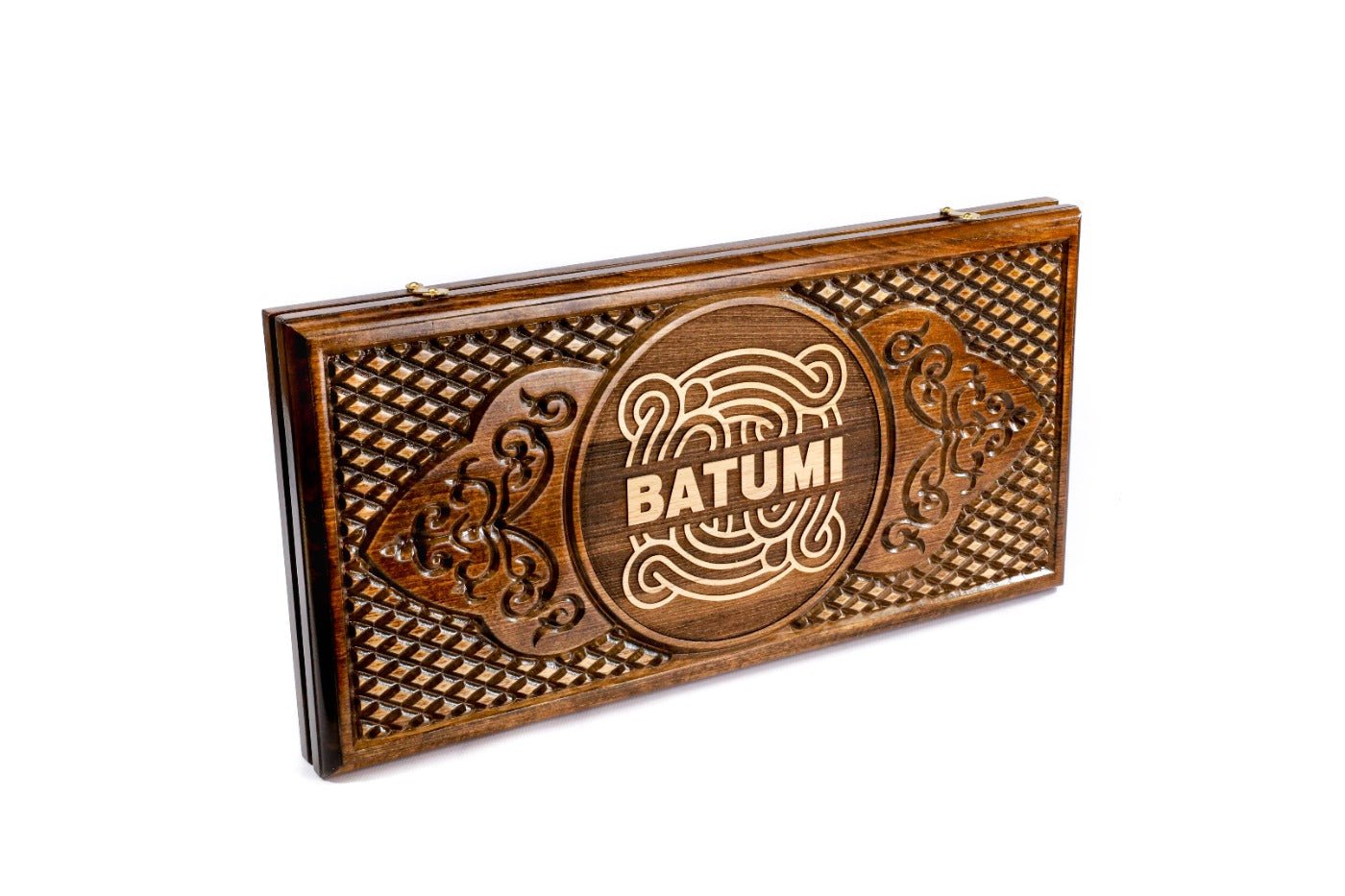 Wooden backgammon board with Batumi inspired design 23.6 inch