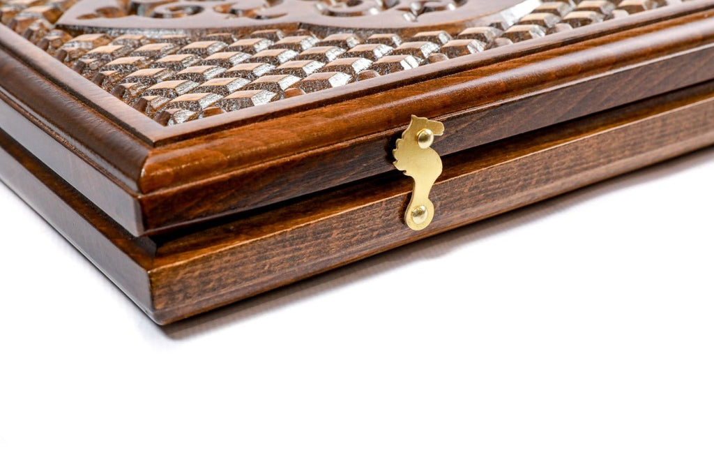 Large wooden backgammon board with Batumi style craftsmanship